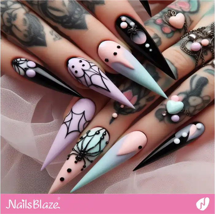 Pastel Gothic Stiletto Nail Art for Easter | Easter Nails - NB3671